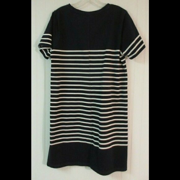 J. Crew dress navy w/white stripes sz medium - Picture 2 of 3